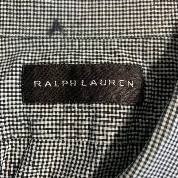 Ralph Lauren Men's‎ Black White Check Button Down Dress Shirt Size 17 / Large - Picture 5 of 8